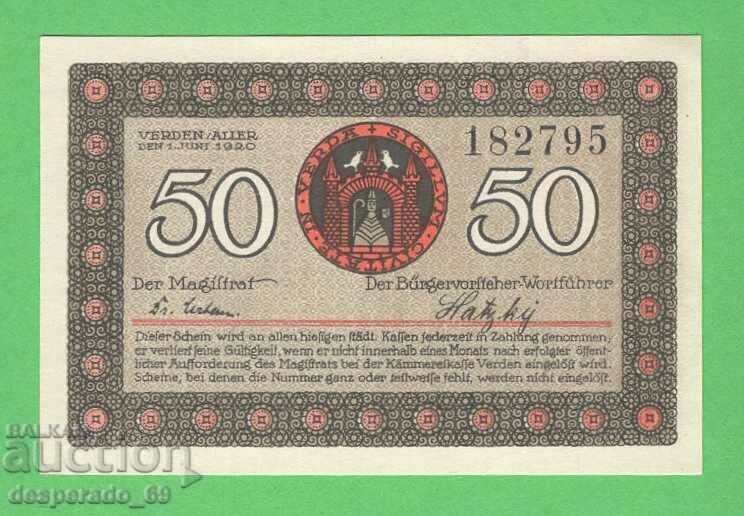 (¯`'•.¸NOTGELD (city of Verden) 1920 UNC -50 pfennig¸.•'´¯) with price 2.60 BGN | € 1.33 (¯`'•.¸NOTGELD (city of Verden) 1920 UNC -50 pfennig¸.•'´¯) with price 2.60 BGN | € 1.33