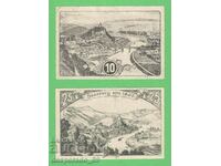 (¯`'•.¸NOTGELD (orașul Saarburg) 1920 -2 bancnote¸.•'´¯)