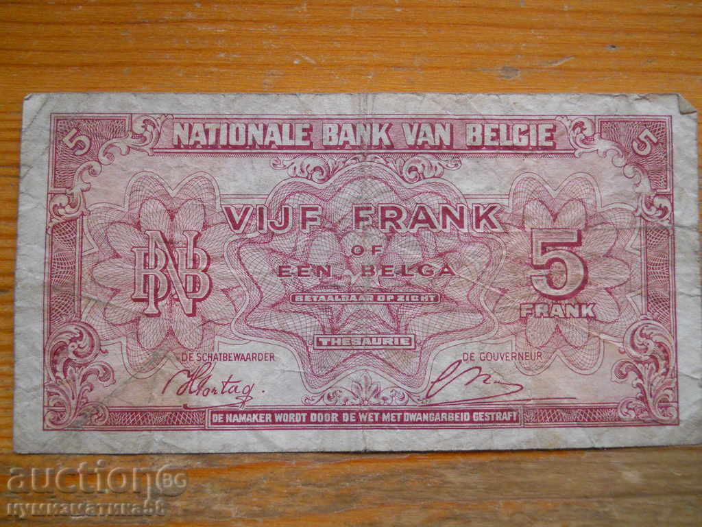 5 franci 1943 - Belgia ( G )