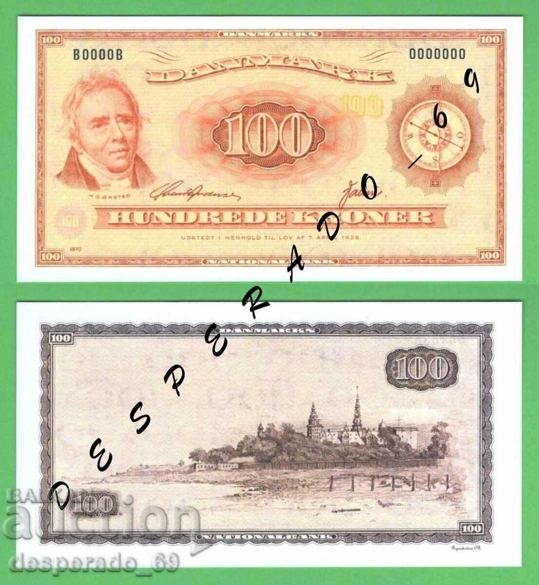 (¯`'•.¸(репродукция)  ДАНИЯ  100 крони 1970  UNC¸.•'´¯)