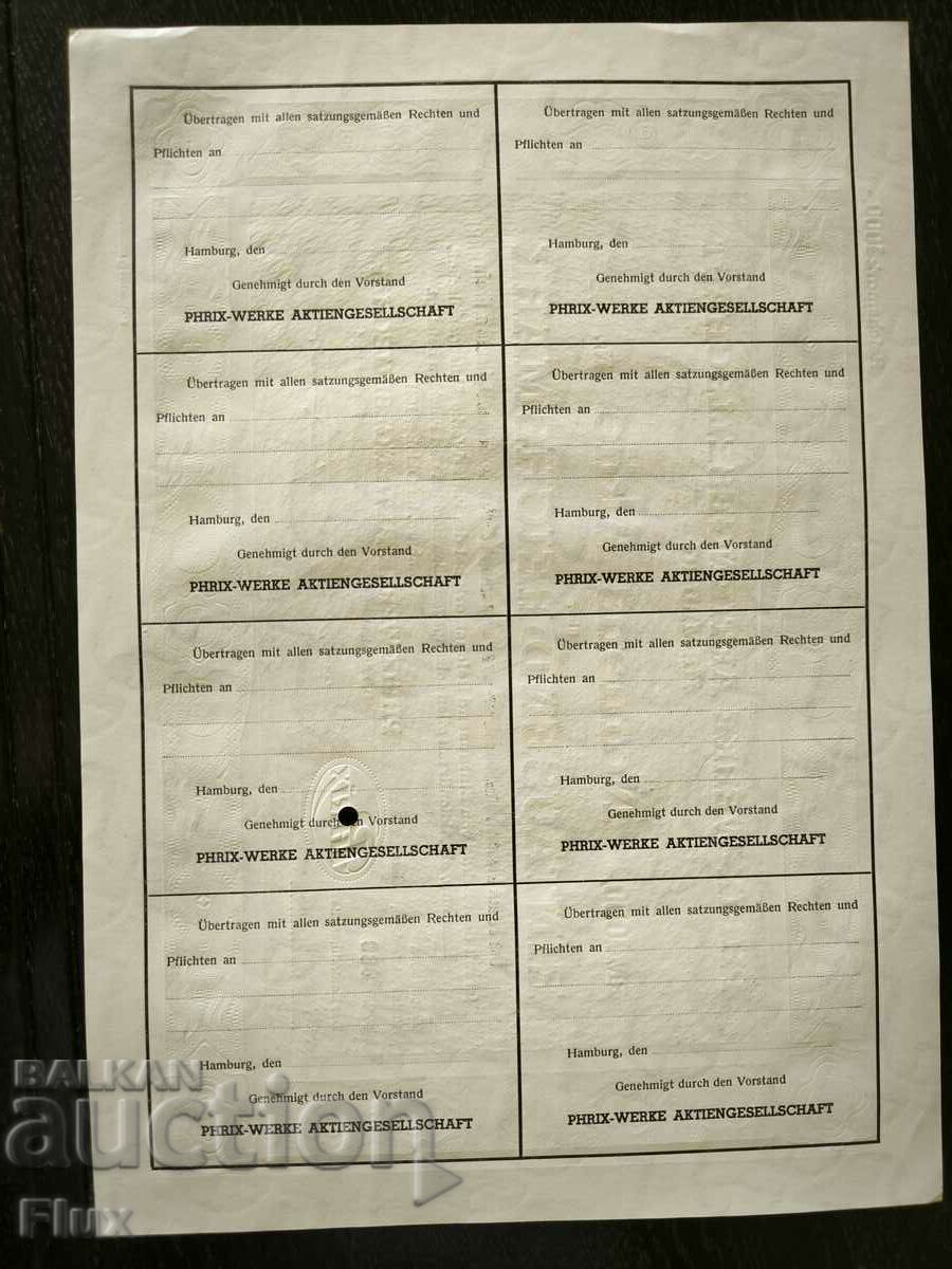 Action | 1000 Reich Marks | Phrix-Werke AG Hamburg | 1941 - 5 Action | 1000 Reich Marks | Phrix-Werke AG Hamburg | 1941 - 5