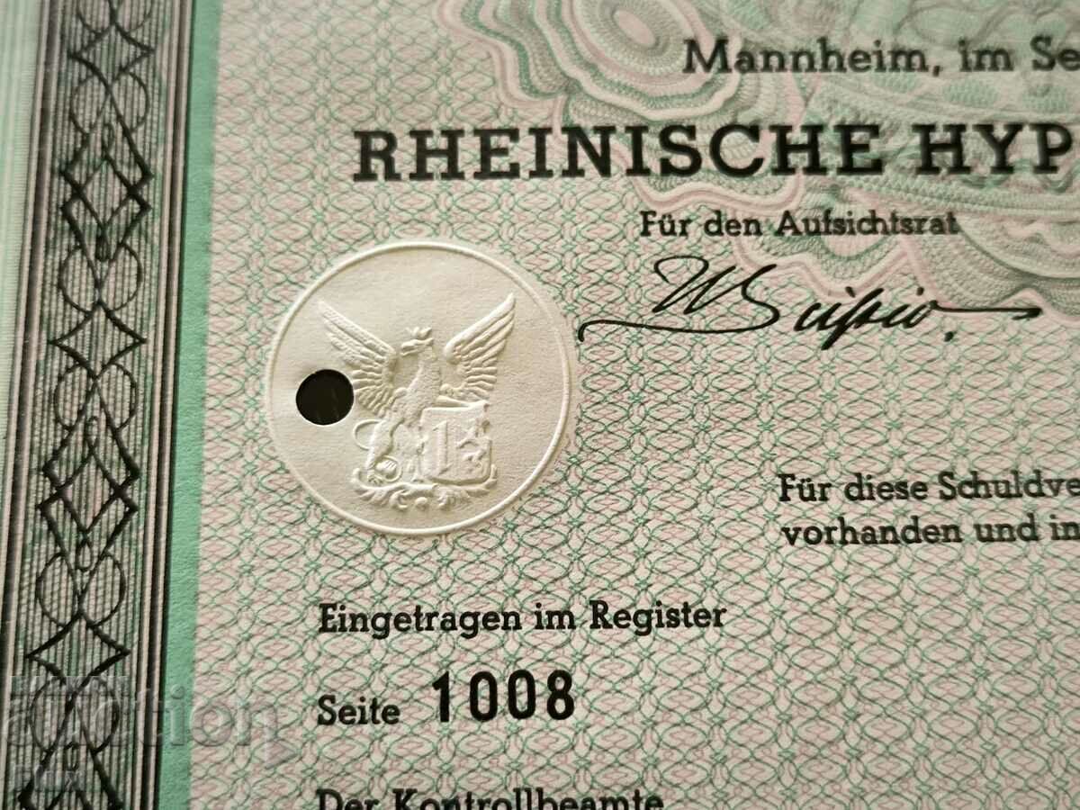 Reich Bond | 1000 marks | Rheinischen Hypothekerenbank - 5 Reich Bond | 1000 marks | Rheinischen Hypothekerenbank - 5