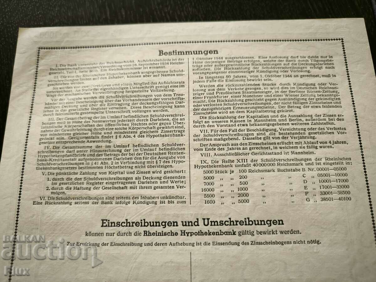 Reich Bond | 1000 marks | Rheinischen Hypothekerenbank - 7 Reich Bond | 1000 marks | Rheinischen Hypothekerenbank - 7