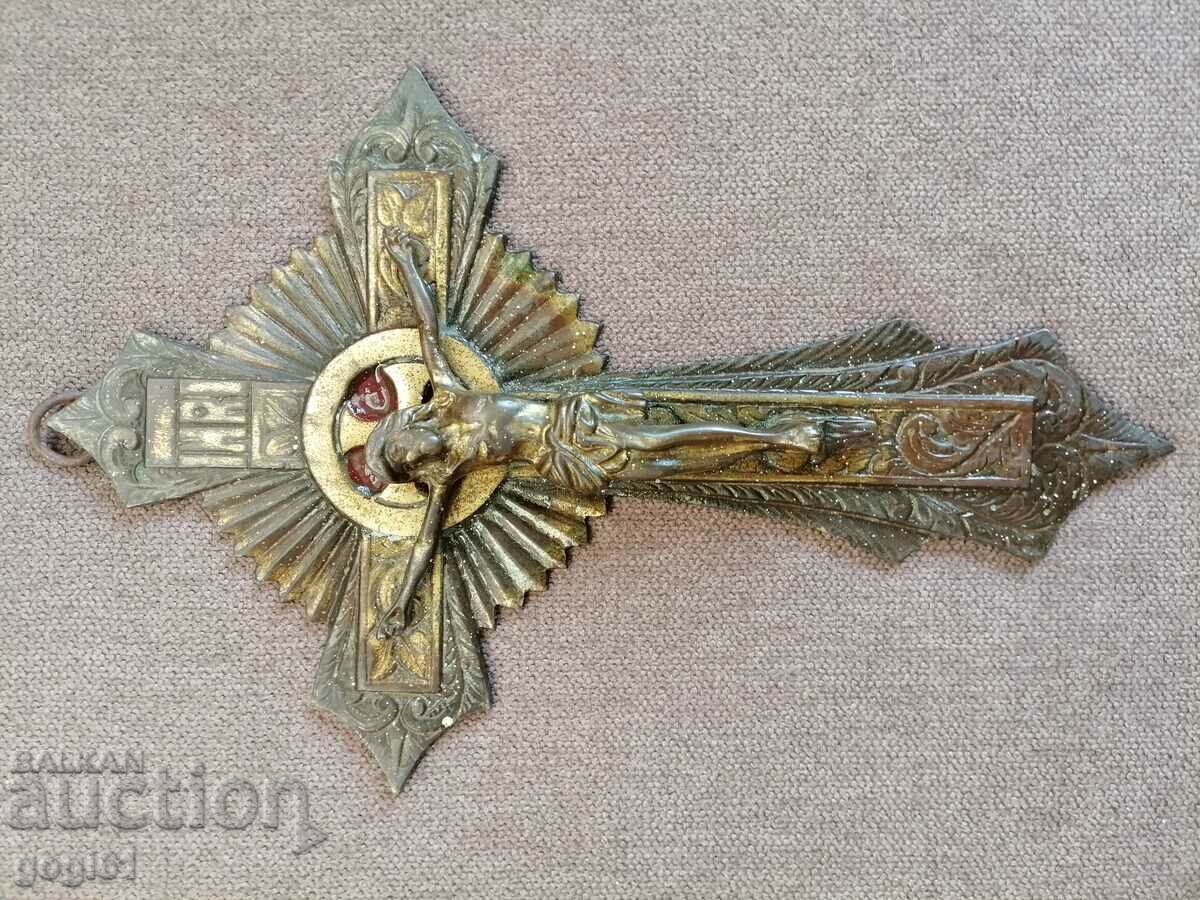 A beautiful, solid bronze cross with gilding