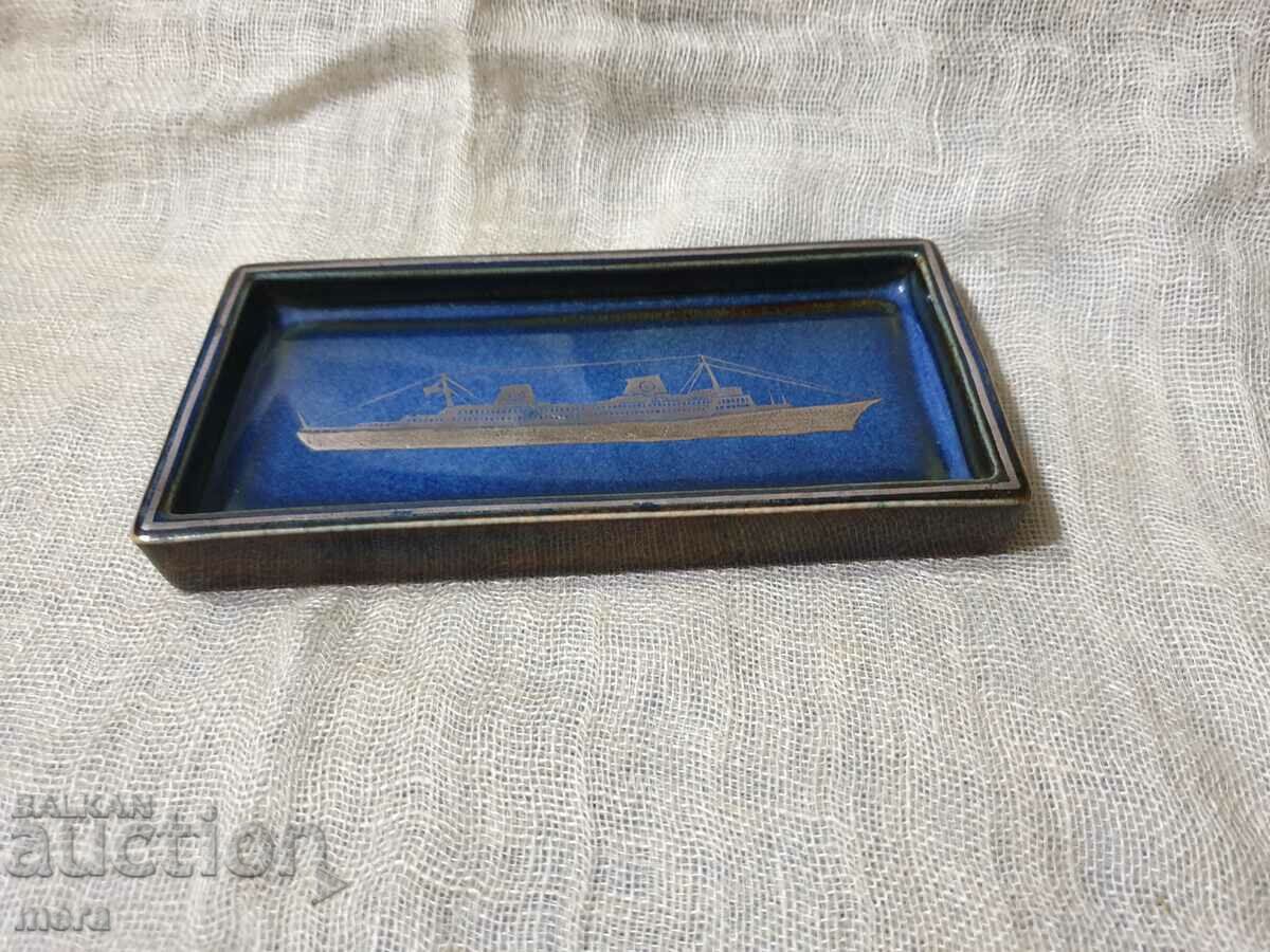Auction Porcelain Souvenir Tray- Auction Porcelain Souvenir Tray-