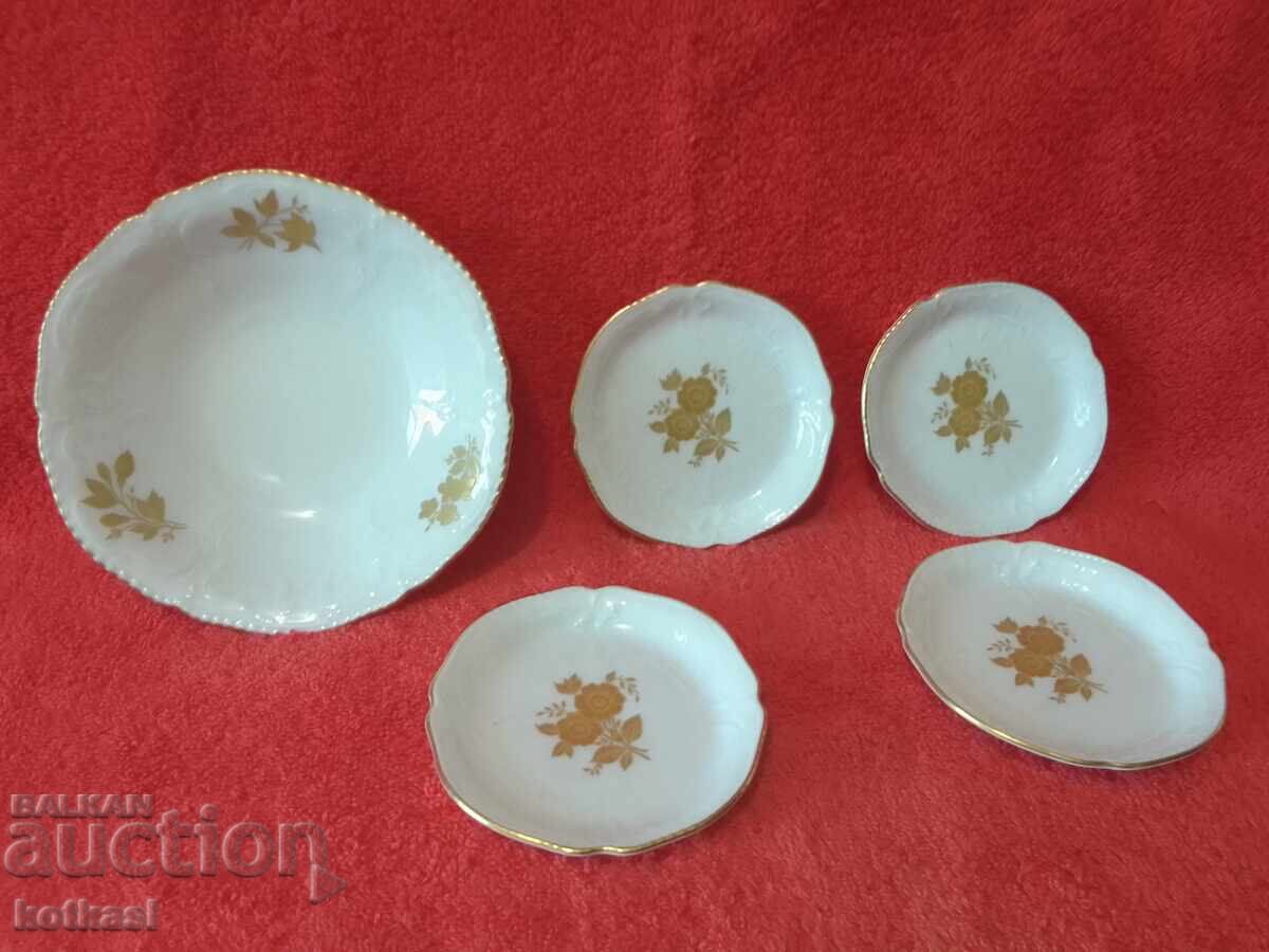 5 Small Porcelain Plates Rosenthal Gold Gilding Mark with price 45.50 BGN | € 23.26 5 Small Porcelain Plates Rosenthal Gold Gilding Mark with price 45.50 BGN | € 23.26