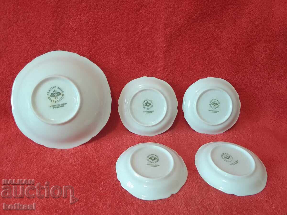 Delivery of 5 Small Porcelain Plates Rosenthal Gold Gilding Mark Delivery of 5 Small Porcelain Plates Rosenthal Gold Gilding Mark