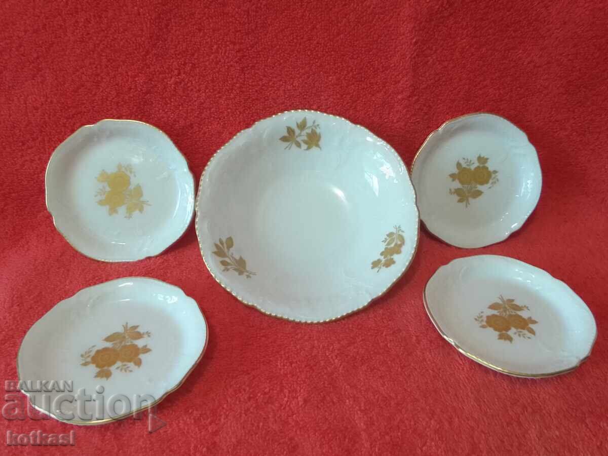 5 Small Porcelain Plates Rosenthal Gold Gilding Mark - 7 5 Small Porcelain Plates Rosenthal Gold Gilding Mark - 7