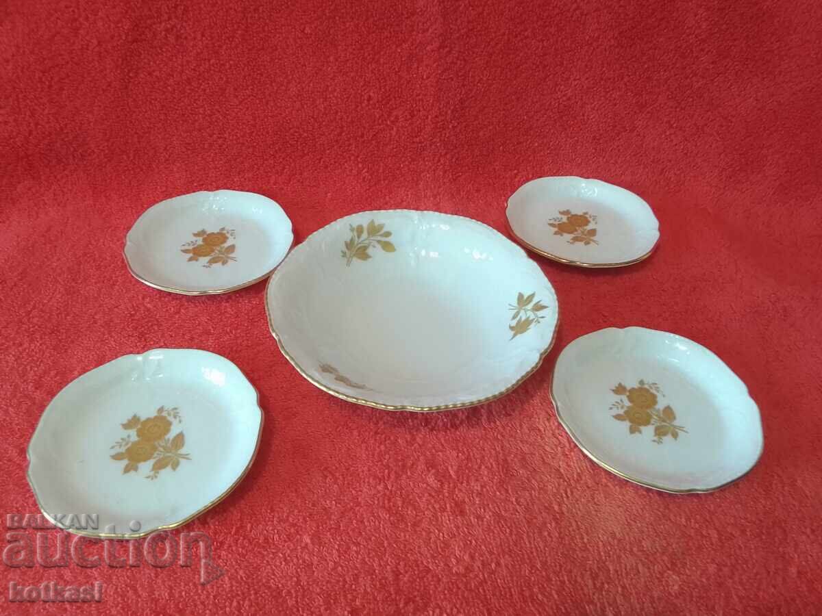 5 Small Porcelain Plates Rosenthal Gold Gilding Mark 5 Small Porcelain Plates Rosenthal Gold Gilding Mark