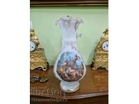 Страхотна антикварна френска стъклена ваза Опалин