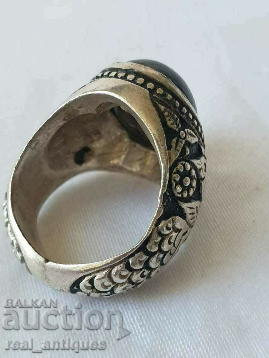 Silver ring with black sapphire - 5 Silver ring with black sapphire - 5