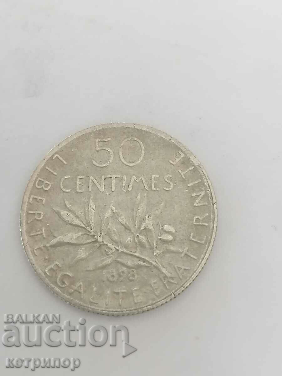 50 de centi 1898 Franta argint