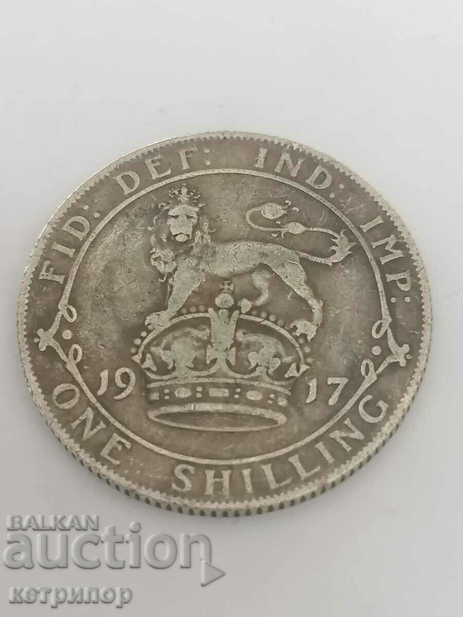 1 шилинг Великобритания 1917 г. Сребърна