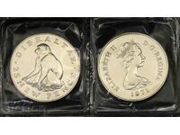 Гибралтар Великобритания 25 пенса 1971 маймуна сребро