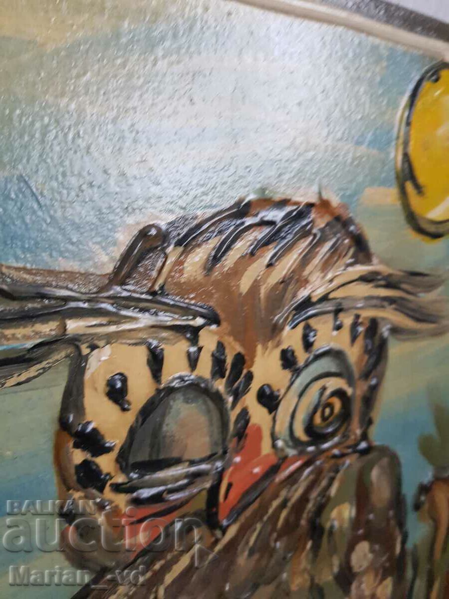 Relief picture painted with oil paints, signed - 6 Relief picture painted with oil paints, signed - 6