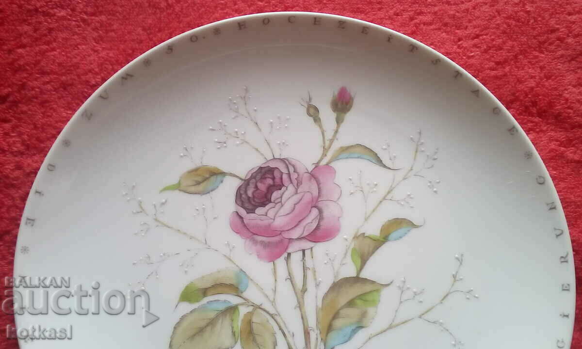 Veche farfurie de porțelan autor Furstenberg F trandafir - 6 Veche farfurie de porțelan autor Furstenberg F trandafir - 6