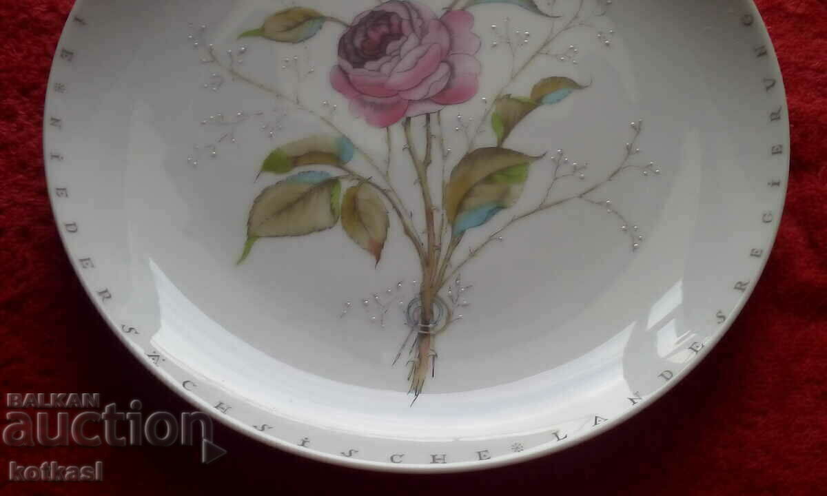 Veche farfurie de porțelan autor Furstenberg F trandafir - 7 Veche farfurie de porțelan autor Furstenberg F trandafir - 7