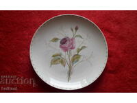 Old porcelain plate author Furstenberg F rose