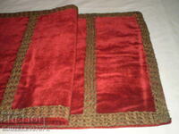 Метална златна сърма Гоблен килим от 19 век червен плюш
