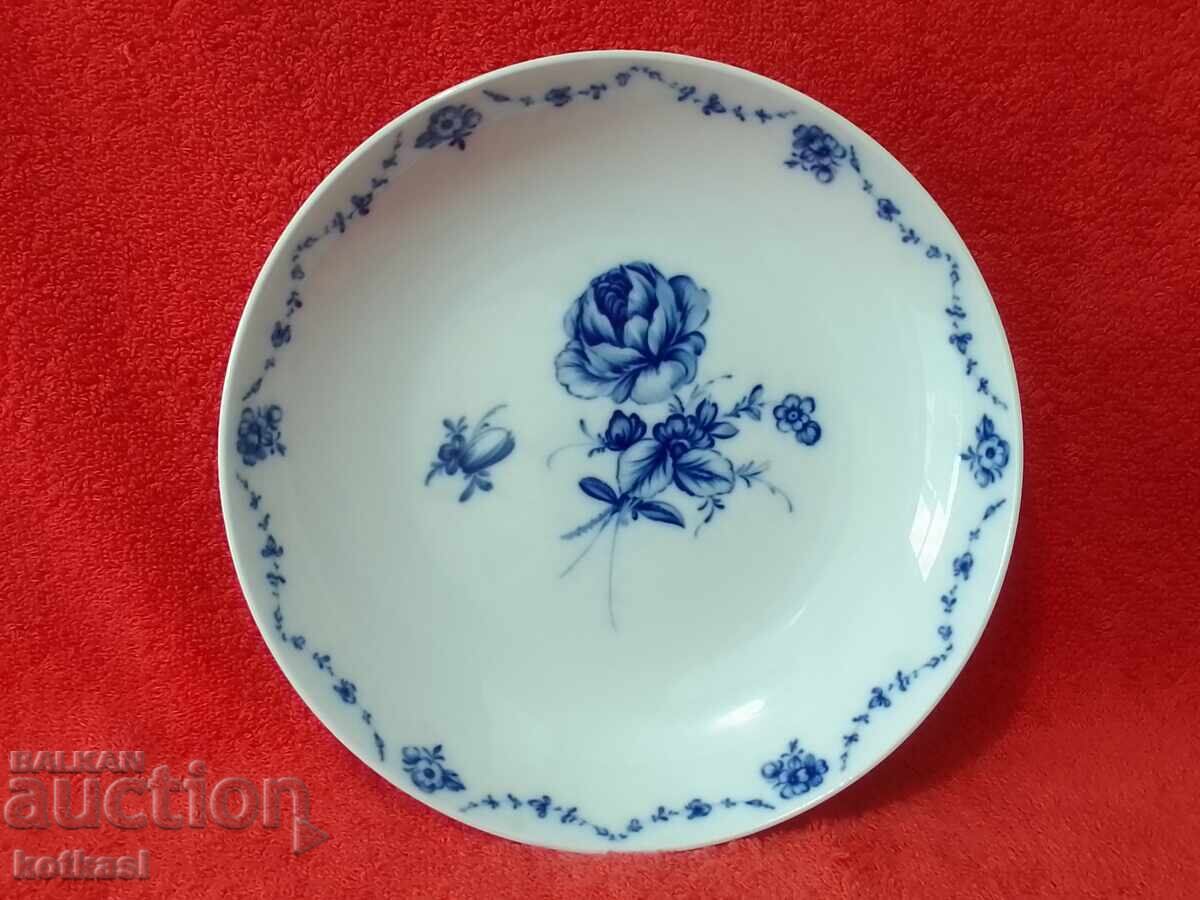 Old porcelain plate author Furstenberg F rose Old porcelain plate author Furstenberg F rose