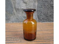 Царство България старинно стъклено аптекарско шише амонякъ