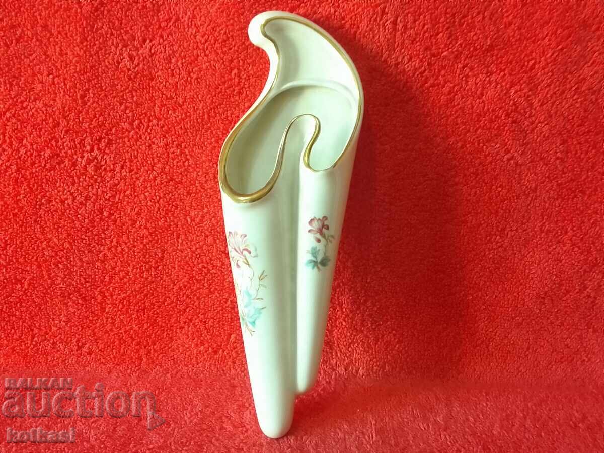 Old porcelain wall vase ALKA gold plating
