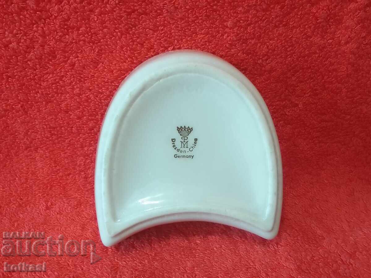 Old Dresden Horseshoe Shape Porcelain Jewelry Box - 7 Old Dresden Horseshoe Shape Porcelain Jewelry Box - 7