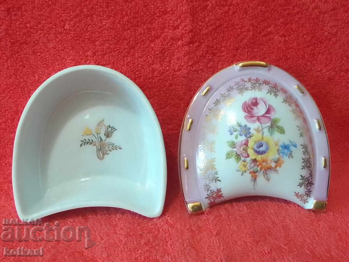 Old Dresden Horseshoe Shape Porcelain Jewelry Box Old Dresden Horseshoe Shape Porcelain Jewelry Box