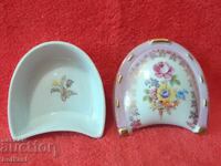 Vechea cutie de bijuterii din porțelan în formă de potcoavă de Dresda