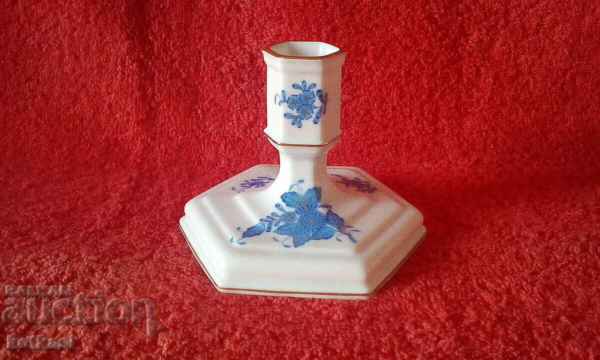 Old small porcelain candle holder Hungary HEREND gilt