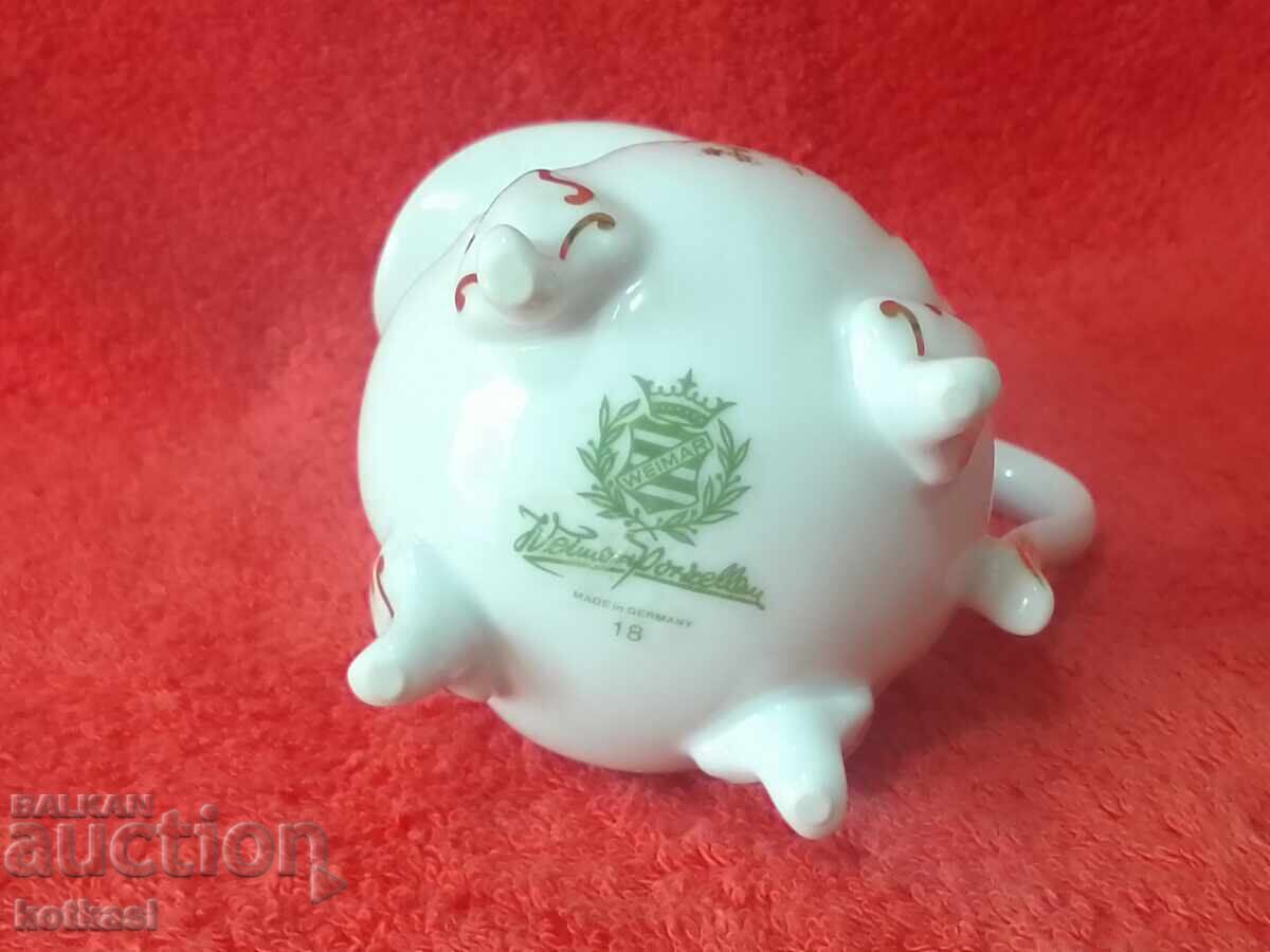 Old porcelain jug WAIMAR gilded flowers handmade - 7 Old porcelain jug WAIMAR gilded flowers handmade - 7