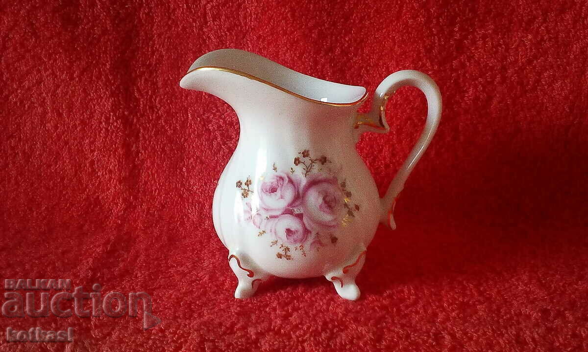 Old porcelain vessel milk jug WAIMAR gilded flowers