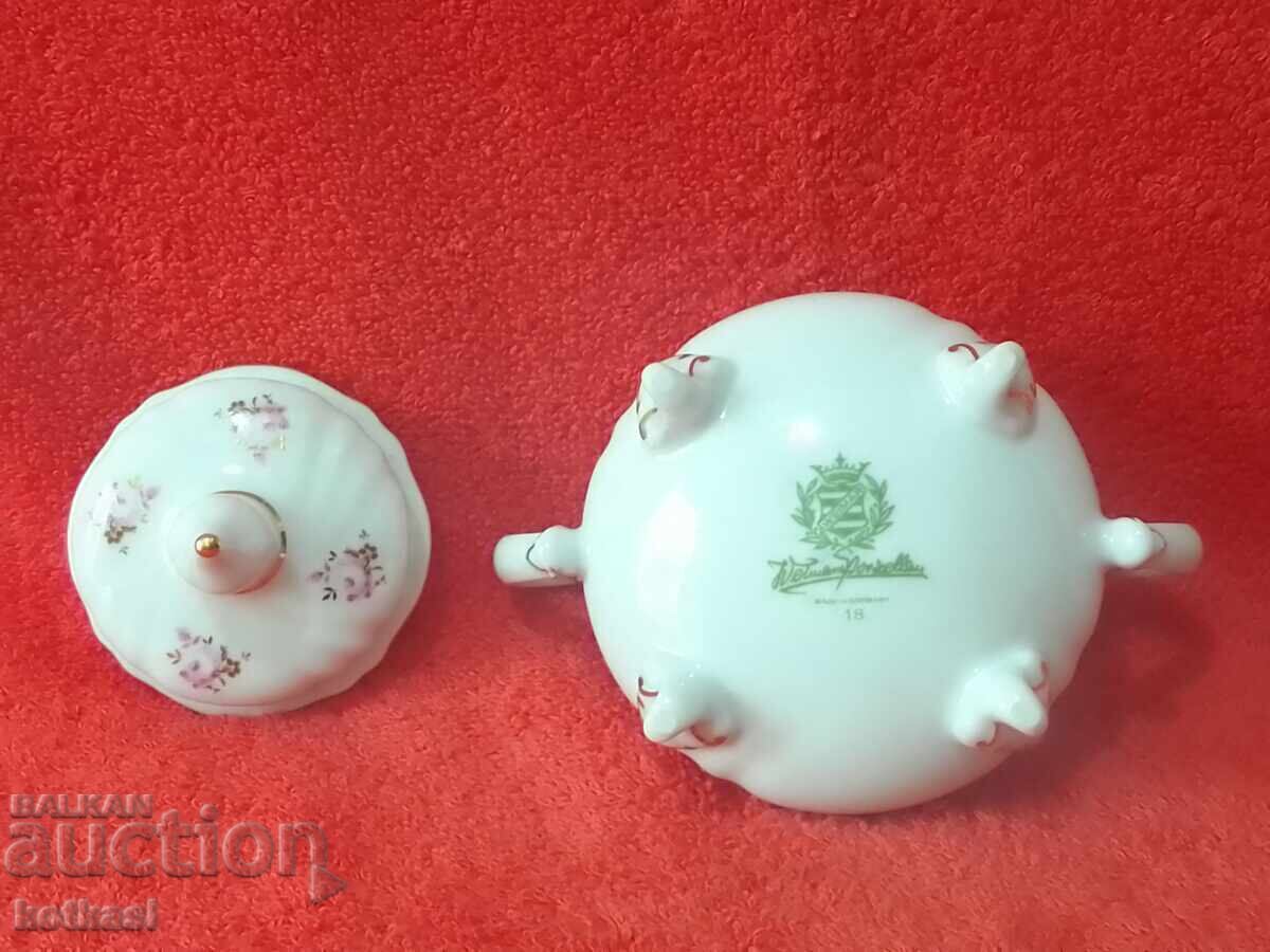 Old porcelain Cup sugar bowl dish WEIMAR Germany handmade - 5