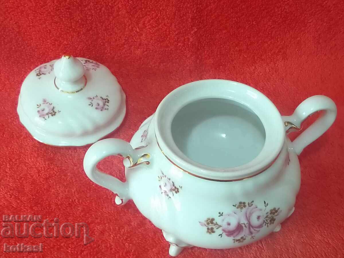 Old porcelain Cup sugar bowl dish WEIMAR Germany handmade - 7