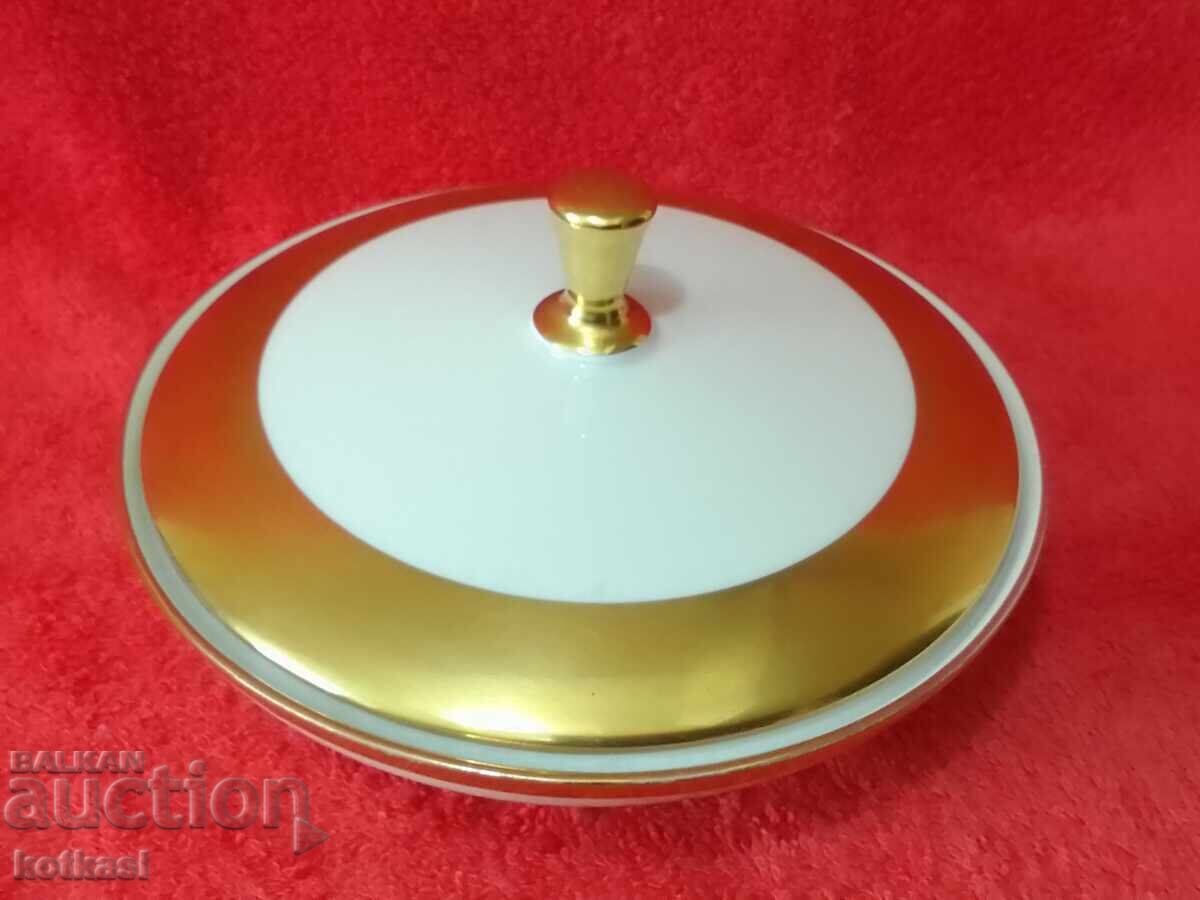 Old porcelain dish bowl with lid gold rim Efchenbach with price 55.00 BGN | € 28.12 Old porcelain dish bowl with lid gold rim Efchenbach with price 55.00 BGN | € 28.12