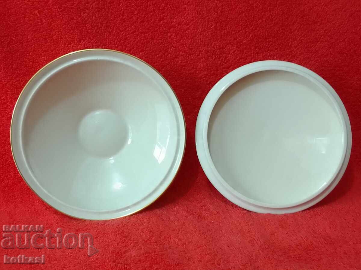 Auction Old porcelain dish bowl with lid gold rim Efchenbach Auction Old porcelain dish bowl with lid gold rim Efchenbach