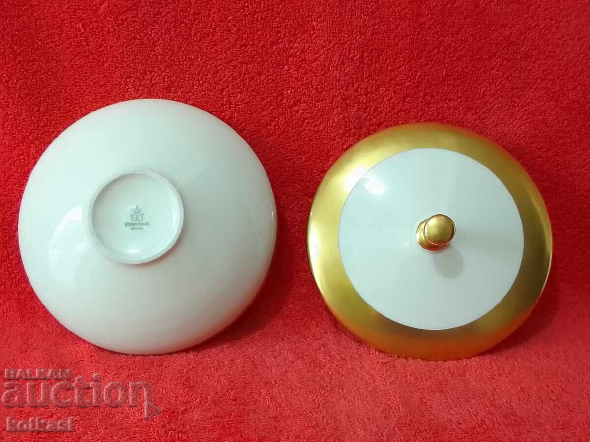 Delivery of Old porcelain dish bowl with lid gold rim Efchenbach Delivery of Old porcelain dish bowl with lid gold rim Efchenbach