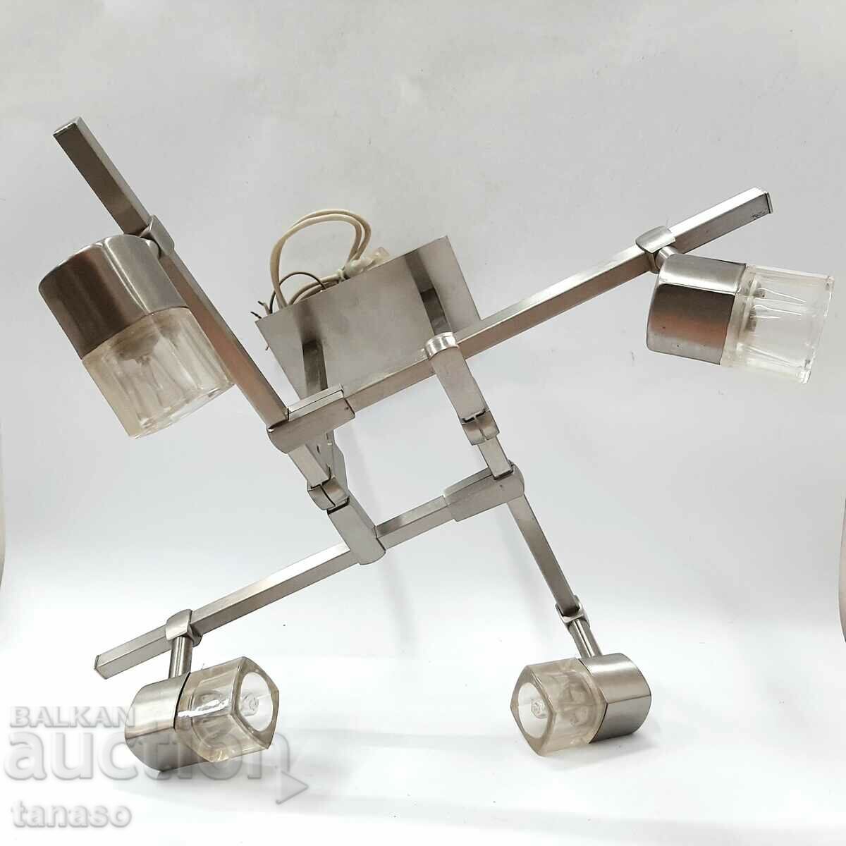 Stainless steel chandelier, 4 lamps, minion bulbs (7.5) - 5 Stainless steel chandelier, 4 lamps, minion bulbs (7.5) - 5