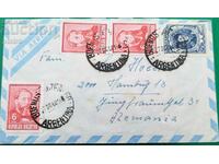 Traveled postal envelope Argentina - Germany 1989.
