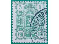 FINLANDA timbru poștal folosit 5 PEN, 1889 -1894 Nat...