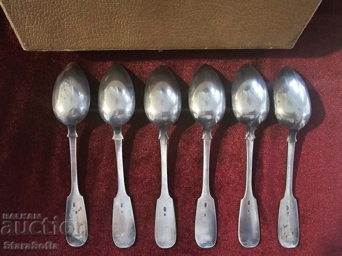 SILVER SPOONS Czarist Russia SILVER 84 - 5 SILVER SPOONS Czarist Russia SILVER 84 - 5