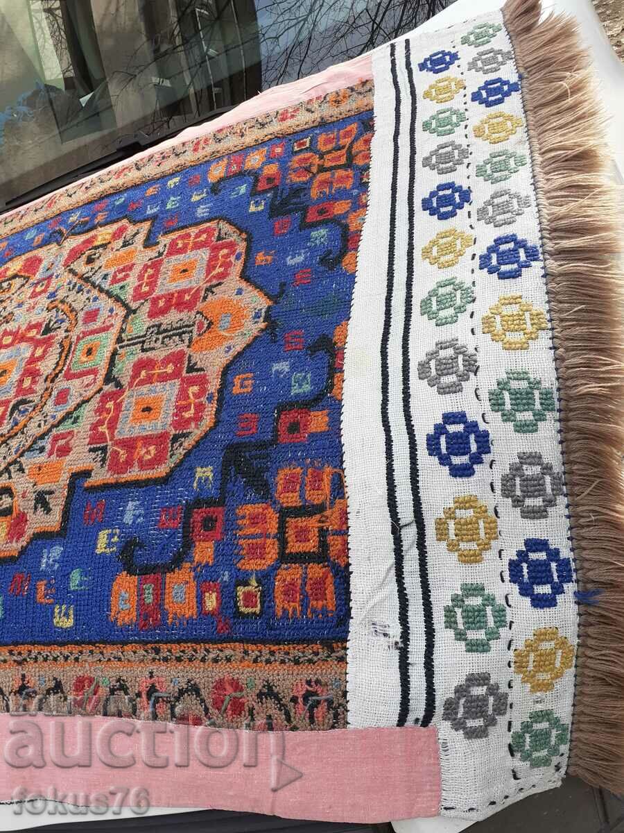 Old woolen handwoven and embroidered rug - rug - 5 Old woolen handwoven and embroidered rug - rug - 5