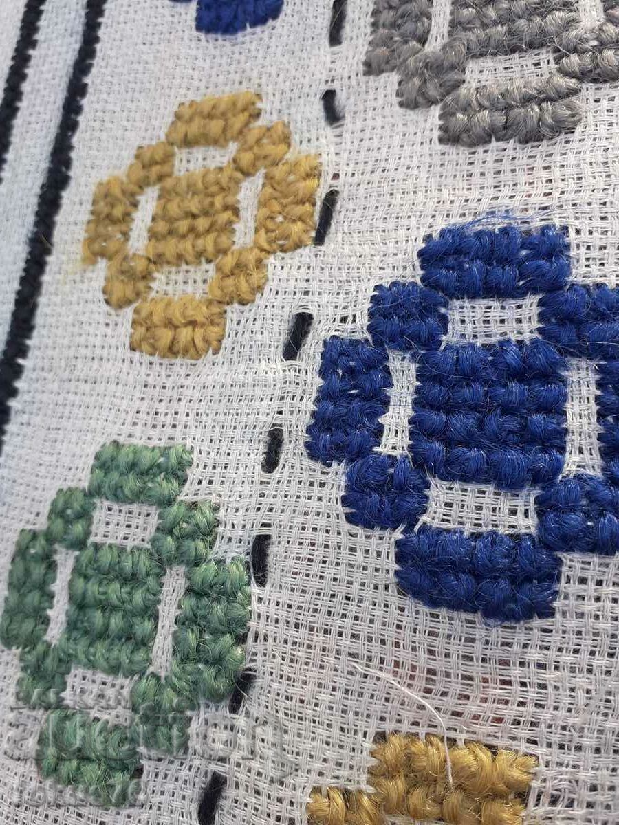 Old woolen handwoven and embroidered rug - rug - 6 Old woolen handwoven and embroidered rug - rug - 6