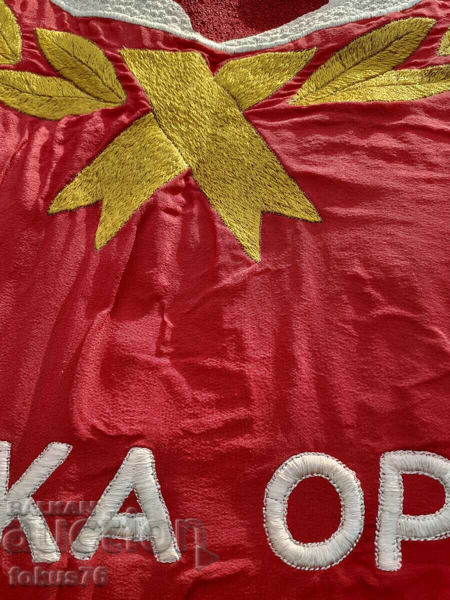 Old silk embroidered social flag - DKMS - proletarians - 5 Old silk embroidered social flag - DKMS - proletarians - 5