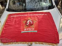 Old silk embroidered social flag - DKMS - proletarians