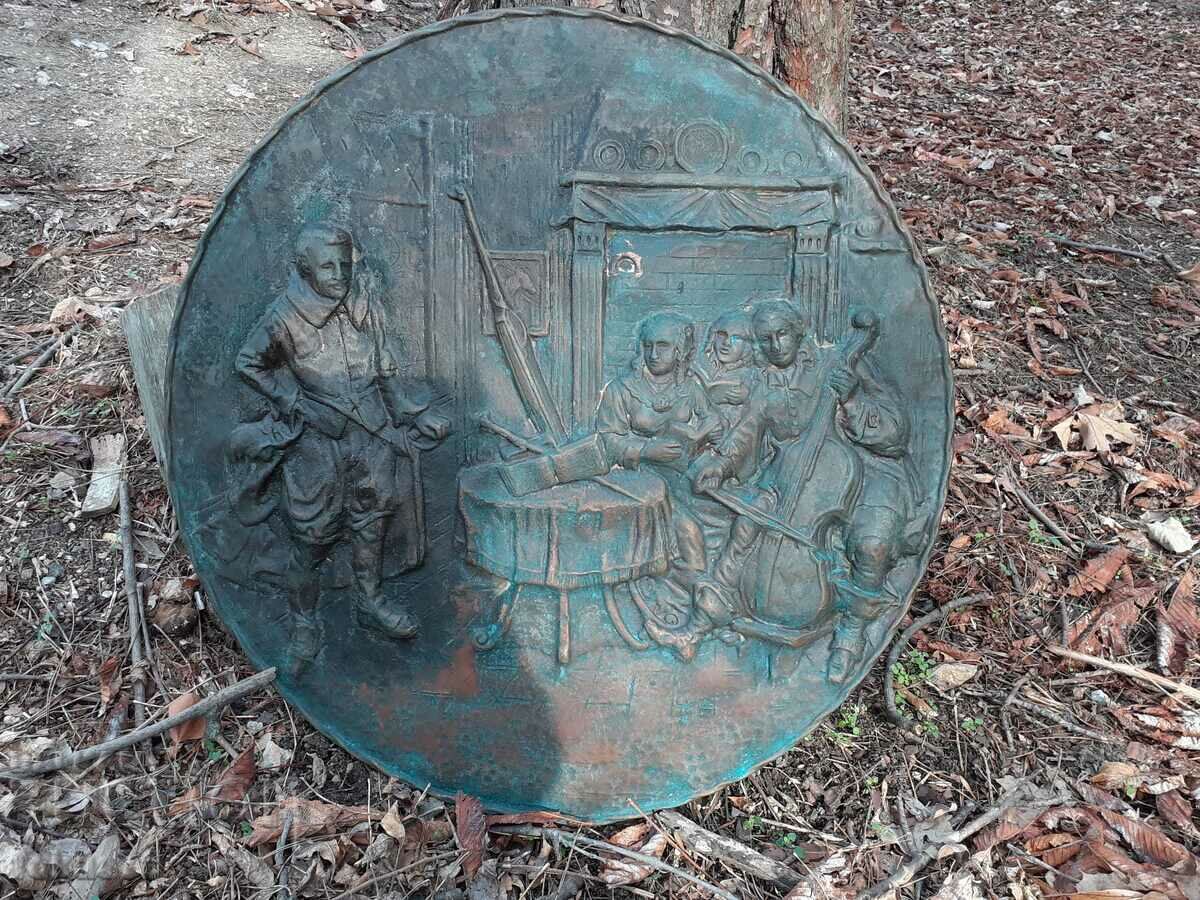 Delivery of Huge Old Copper Wall Plaque - Painting Delivery of Huge Old Copper Wall Plaque - Painting