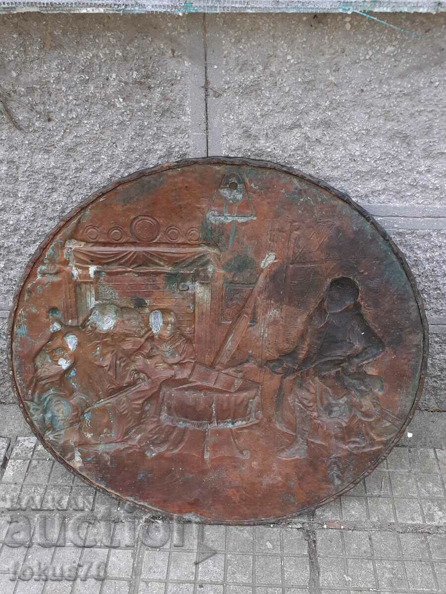 Huge Old Copper Wall Plaque - Painting - 5 Huge Old Copper Wall Plaque - Painting - 5