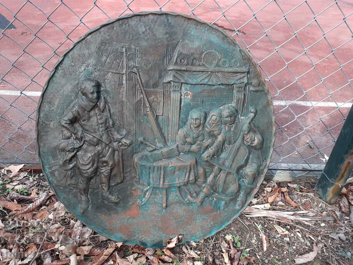 Huge Old Copper Wall Plaque - Painting