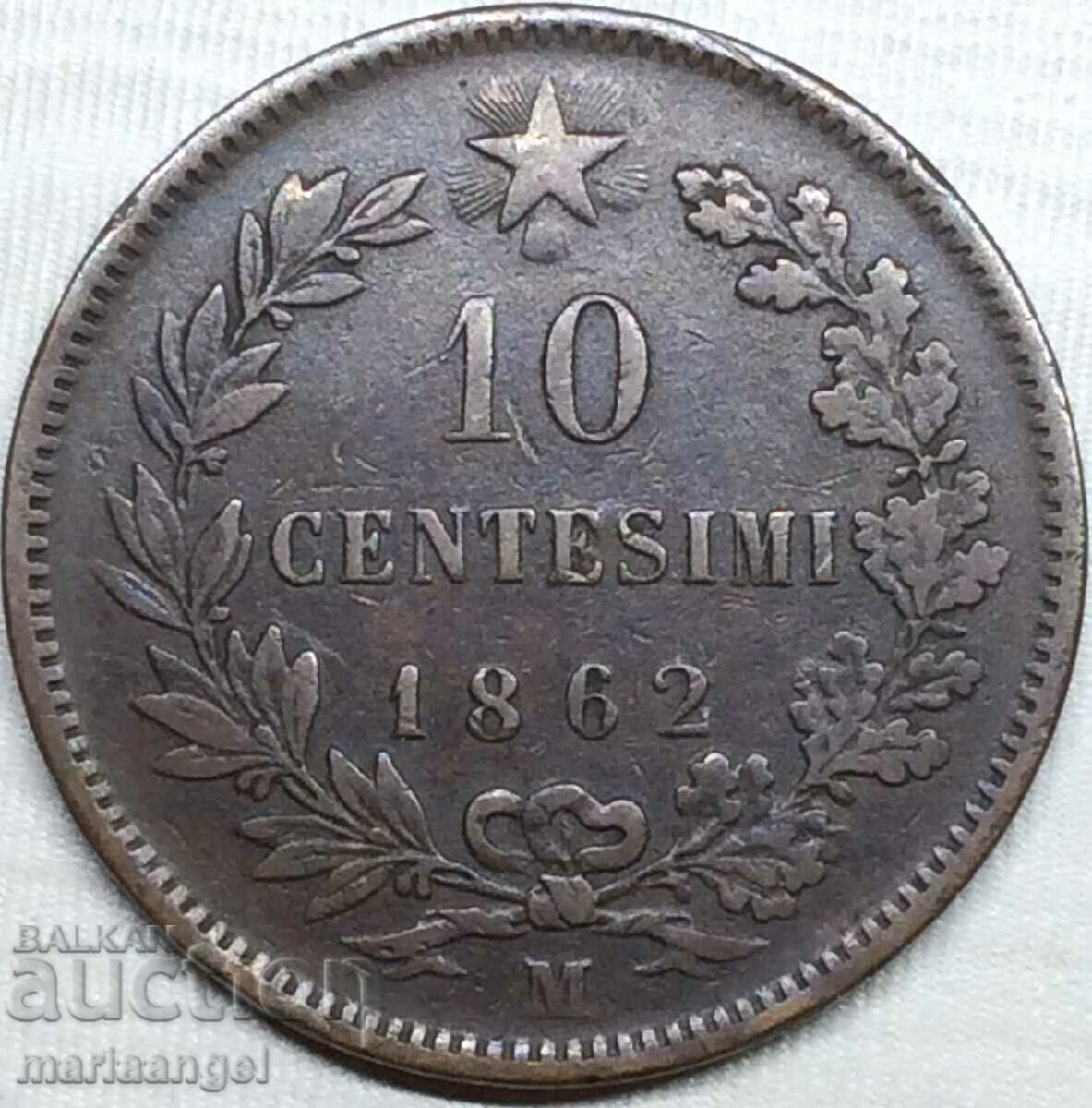 10 centesimi 1862 M - Milan Italy Victor Emmanuel II 30mm