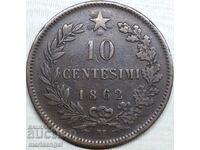 10 centesimi 1862 M - Milano Italia Victor Emmanuel II 30mm